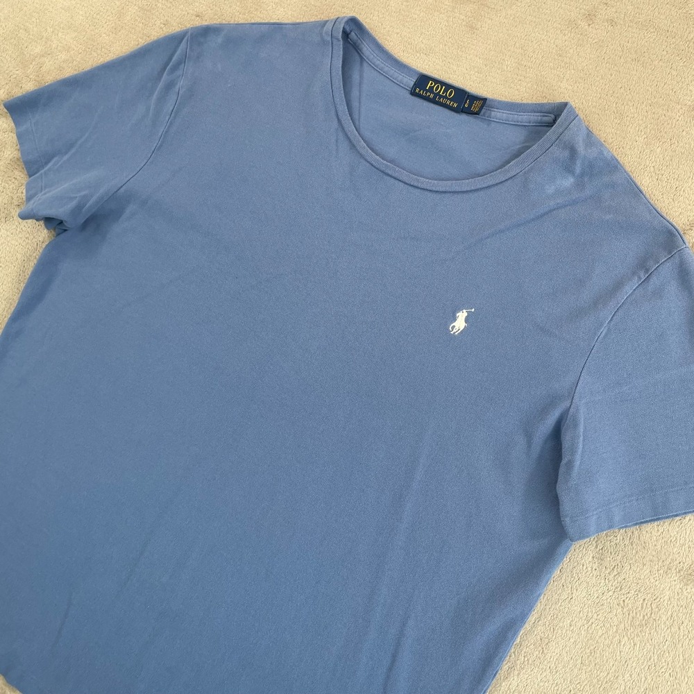 Polo Ralph Lauren Mesh T Shirt Men Large Blue Crew Neck Short Sleeve Pony Preppy